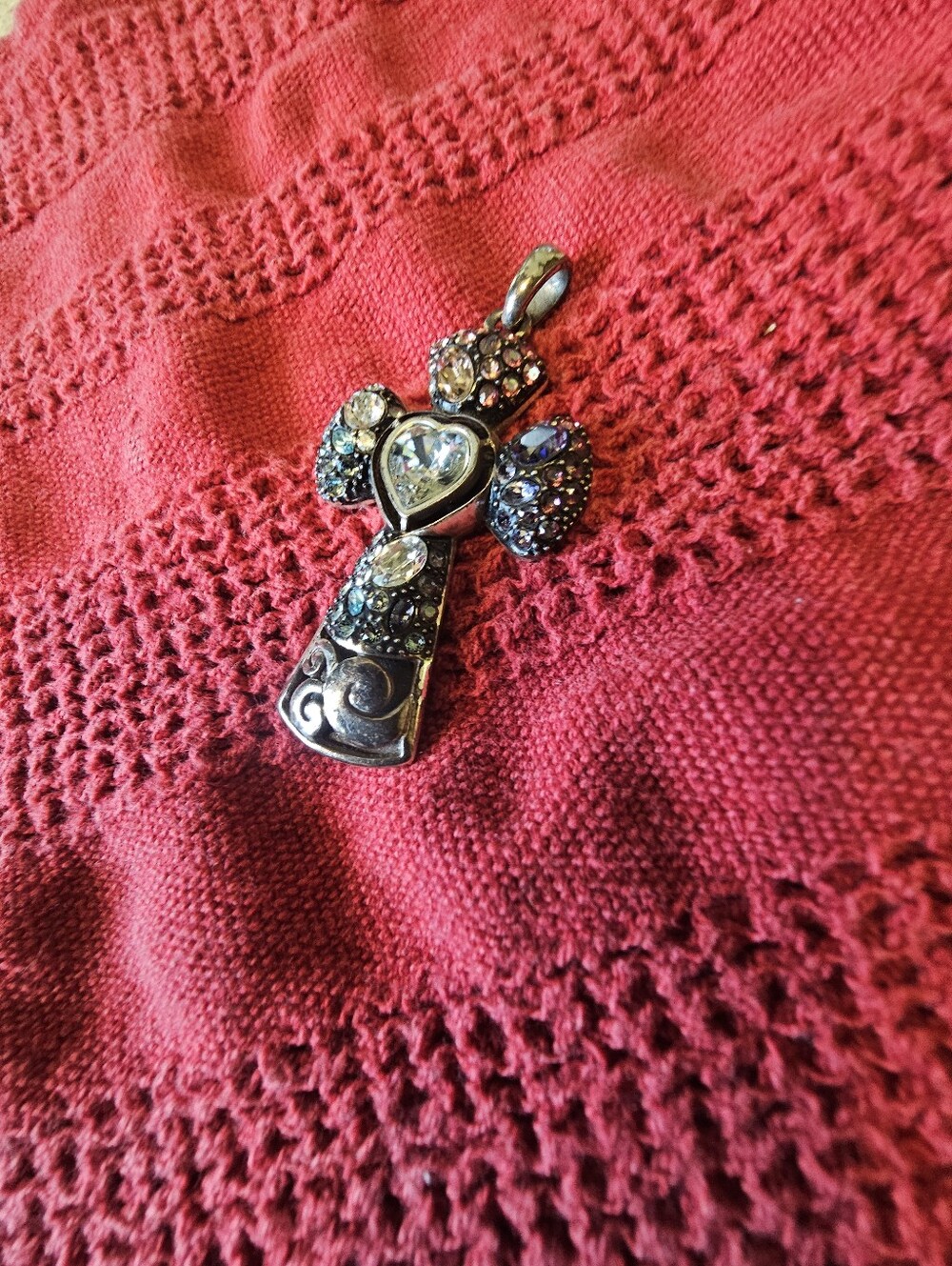 Brighton Silver Cross Pendant With Colorful Crystals